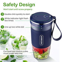 Load image into Gallery viewer, Portable Blender Mini Personal Blender, Godmorn Juicer Smoothie Blender Smoothie Maker Cordless Small Juicer Cup Mixer, USB Rechargeable BPA Free,10oz/300ml, Home Outdoor Travel Office, Blue
