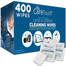 Load image into Gallery viewer, Care Touch Lens Cleaning Wipes | 400 Pre-Moistened and Individually Wrapped Lens Cleaning Wipes | Great for Eyeglasses, Tablets, Camera Lenses, Screens, Keyboards, and Other Delicate Surfaces
