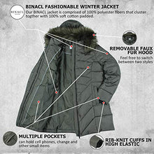 Load image into Gallery viewer, BINACL Hooded Warm Winter Coat, Women Most Wished&amp;Gift Ideas for Valentine's Day Lined Outwear Sports Girls Zip Up Lightweight Snowboarding Cotton Padding Jacket with Fur Trimmed Hood(Army Green,XS)
