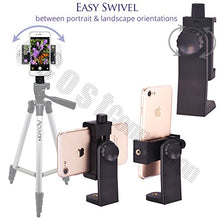 Load image into Gallery viewer, Acuvar Heavy Duty Rotating Smartphone Tripod Mount Holder. Fits iPhone 11 Pro Max, 11 Pro, 11, X Xs Max Xr 8, 8+, 7, 7 Plus, 6, SE 2, Samsung Note Galaxy S20 S10 Android and Many Phones
