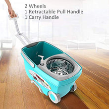 Load image into Gallery viewer, Tsmine Spin Mop Bucket System Stainless Steel Deluxe 360 Spinning Mop Bucket Floor Cleaning System with 6 Microfiber Replacement Head Refills,61"Extended Handle, 2x Wheel for Home Cleaning - MINT
