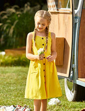 Load image into Gallery viewer, Arshiner Girls Dress Short Sleeve A Line Swing Skater Twirl Summer Dress Yellow 10 12
