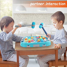 Load image into Gallery viewer, Interactive Pound a Mole Game,Toddler Toys,Fun Gift for Age 3,4,5,6,7,8Years Old Kids, Boys, Girls,Pounding Bench Coin Game,Kids and Toddlers Fun Gifts with Music,Lights,2 Hammers Included
