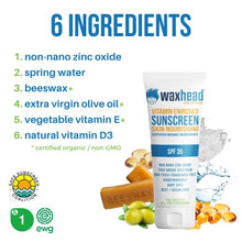 Load image into Gallery viewer, Waxhead Zinc Oxide Sunscreen with Vitamin D and Vitamin E, Biodegradable Sunscreen, Zinc Sunscreen for Sensitive Skin, Tattoo, Eczema, Rosacea, EWG Rated 1 (4 ounces)

