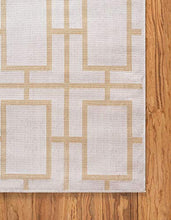 Load image into Gallery viewer, Unique Loom Marilyn Monroe Glam Collection Textured Geometric Trellis Area Rug, 8' 0 x 10' 0 Rectangle, White/Gold
