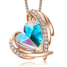 Load image into Gallery viewer, CDE Love Heart Pendant Necklaces for Women Silver Tone Rose Gold Tone Crystals Birthstone Jewelry Gifts for Women Birthday/Anniversary Day/Party (C-Oct.-Rose Gold Aurore Boreale)
