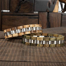Load image into Gallery viewer, BOBO BIRD Mens Wooden Bracelet Stylish Wood &amp; Stainless Steel Combined Wooden Bangle Jewelry Great Gift for Men (S05-3)
