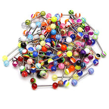 Load image into Gallery viewer, Tongue Rings, CrazyPiercing 110pcs 14G Surgical Steel Nipple Straight Barbells with Assorted Colors Acrylic Ball, Wearable Bar Length 5/8" Tongue Body Piercing Jewelry
