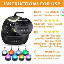 Load image into Gallery viewer, CWH&amp;WEN 2 in 1 LED Starry &amp; Undersea Projector Lamp, Rotating Night Light 8 Colors Mode LED Laser Night Lights Gift for Kids Children Living/Bedroom,Black
