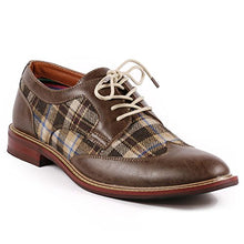 Load image into Gallery viewer, Metrocharm MET525-1 Men's Plaid Lace Up Wing Tip Classic Oxford Dress Shoes (10, Brown/Beige)
