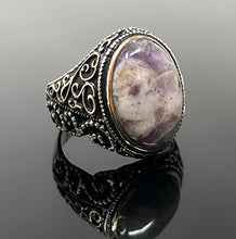 Load image into Gallery viewer, KAR 925K Stamped Sterling Silver Amethyst Men's Ring I1F (12)
