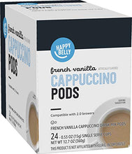 Load image into Gallery viewer, Amazon Brand - Happy Belly Cappuccino Coffee Pods Compatible with 2.0 K-Cup Brewers, French Vanilla Flavored, 24 Count
