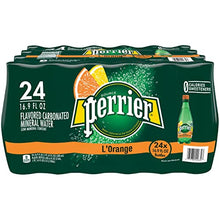 Load image into Gallery viewer, Perrier L'Orange Flavored Carbonated Mineral Water (Lemon Orange Flavor), Plastic Bottles, 16.9 Fl Oz (Pack of 24)
