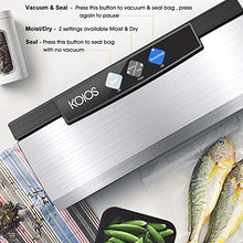 Load image into Gallery viewer, KOIOS Vacuum Sealer Machine, 80Kpa Automatic Food Sealer with Cutter for Food Savers, 10 Sealing Bags (FDA-Certified), With Up To 40 Consecutive Seals, Dry &amp; Moist Modes, Compact Design (Silver)
