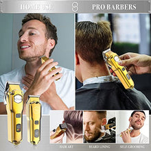 Load image into Gallery viewer, Hatteker Hair Clipper &amp; Trimmer Set for Men IPX7 Waterproof Cordless Barber Clipper for Hair Cutting Kit with T-Blade Trimmer Beard Trimmer Kids Clipper Professional USB Rechargeable (Gold)
