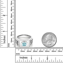 Load image into Gallery viewer, Gem Stone King Men's 925 Sterling Silver Sky Blue Topaz and White Topaz Ring (2.78 Ct Cushion) (Size 8)
