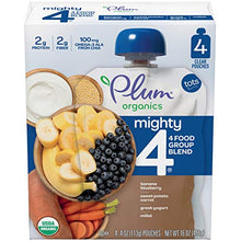 Load image into Gallery viewer, Plum Organics Tots Plum Organic Toddler Food, Sweet Potato, Carrot, Blueberry, Apple, Greek Yogurt, Millet &amp; Oat, 4 oz, 4 ct

