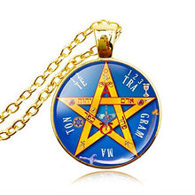 Load image into Gallery viewer, LUOR Trade Co.,Ltd Esoteric Pentagram Pendant Necklace Pentacle Tetragrammaton Jewelry Name of God Blessing Jewellery Wiccan Pagan Sweater Necklace (Gold Plated)
