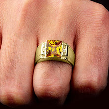 Load image into Gallery viewer, Blake's 10K Solid Yellow Gold Ring for Men with Baguette-Shape Citrine and 2 Diamond Accents, Men Fine Jewelry for Dad Men Gifts for Him, Men’s Jewelry (Size 5-15)

