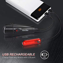 Load image into Gallery viewer, Ascher Ultra Bright USB Rechargeable Bike Light Set, Powerful Bicycle Front Headlight and Back Taillight, 4 Light Modes, Easy to Install for Men Women Kids Road Mountain Cycling

