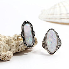 Load image into Gallery viewer, Fheaven 8PC Boho Jewelry Silver Natural Gemstone Marquise Moonstone Beads Personalized Ring Girs Women Gift (8PC)
