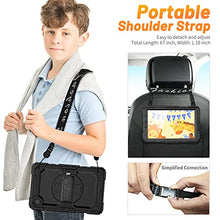 Load image into Gallery viewer, HXCASEAC Samsung Galaxy Tab A7 Lite Case 2021 with Screen Protector Pencil Holder, Heavy Duty Shockproof Cover, 360 Rotating Stand &amp; Hand Strap for Tab A7 Lite 8.7 Inch Case SM-T220/T225/T227, Black

