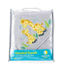 Load image into Gallery viewer, Spasilk Bath Hooded Towels &amp; Washcloths Set for Babies, 23-Piece Gift Set, Grey, (Gift GBA23 0501)
