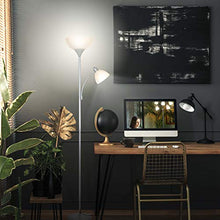 Load image into Gallery viewer, Brightech Sky Dome Plus - Super Bright LED Torchiere &amp; Reading Floor Lamp - Dimmable Modern Standing Pole Lamp for Office, Living Room – Tall Mother-Daughter Lights for Bedroom Night Lighting – Silver
