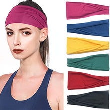 Load image into Gallery viewer, Headbands For Women, 6 PCS Cotton Headbands Yoga Sports Headbands Elastic Non Slip Sweat Bands Workout Headband
