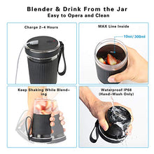 Load image into Gallery viewer, Portable Blender, 300ml BZseed Personal Size Blender Shakes and Smoothies, USB Rechargeable Mini Black Juicer Cup Handheld Fruit Mixer-IP68 Waterproof, BPA Free
