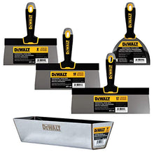 Load image into Gallery viewer, DEWALT Stainless Steel Taping Knife &amp; Mud Pan Set + FREE BONUS 6" Soft Grip Putty Knife | 8/10/12" Blades + 14" Mud Pan | Soft Grip Handles | DXTT-3-174
