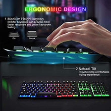 Load image into Gallery viewer, Wireless Gaming Keyboard and Mouse,Rechargeable Rainbow Backlit Keyboard Mouse with 3800mAh Battery,Mechanical Feel Gaming Keyboard,7 Color Gaming Mute Mouse,Gaming Mouse Pad for PC Gamers(Black)
