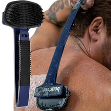 Load image into Gallery viewer, Bearback Back Scrubber: Premium Bath/Shower Back &amp; Body Silicone Scrubber with Long Extendable Folding Handle for Adults/Men/Women/Elderly. Removable Scrubber. American Small Business (Navy)
