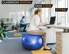 Load image into Gallery viewer, Exercise Ball for Yoga, Balance, Stability from SmarterLife - Fitness, Pilates, Birthing, Therapy, Office Ball Chair, Classroom Flexible Seating - Anti Burst, Non Slip + Workout Guide (Blue, 45cm)
