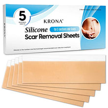 Load image into Gallery viewer, KRONA Medical Silicone Scar Removal Sheets [Set of 5] - Fast &amp; Effective on Keloid, Surgery, Burn, Acne, C-Section Scars
