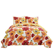 Load image into Gallery viewer, Lush Decor 16T005051 Leah Quilt Floral 3 Piece Reversible, King, Red &amp; Orange
