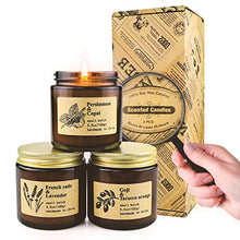Load image into Gallery viewer, YMing Scented Candles, Aromatherapy Candles, Gifts for Women, Highly Scented and Long Burning Vintage Jar Soy Candles, French Cade &amp; Lavender, Persimmon &amp; Copal, Goji Berry &amp; Tarocco Orange[3 Pack]
