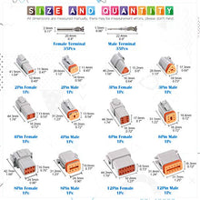 Load image into Gallery viewer, Glarks 6 Sets 2 3 4 6 8 12 Pin Sealed Gray Male and Female Auto Waterproof Electrical Wire Connector Plug 22-16AWG Connector for Motorcycle, Scooter, Car, Truck, Boats
