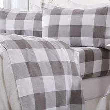 Load image into Gallery viewer, Great Bay Home - 100% Turkish Cotton Full Flannel Sheet Set. Heavyweight, Warm, Winter Double Brushed Bed Sheets. Pre-Shrunk &amp; Anti-Pill - Buffalo Check - Soft Taupe / Pale Grey
