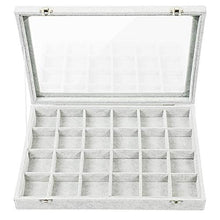 Load image into Gallery viewer, STYLIFING Clear Lid Velvet 24 Grid Jewelry Tray Transparent Jewelry Display Showcase Lockable Felt Jewelry Storage Organizer Charm Box Holder Gifts for Girls Women
