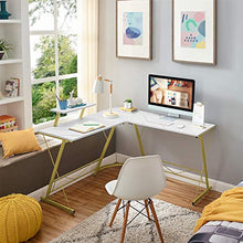 Load image into Gallery viewer, Mr IRONSTONE L-Shaped Desk 50.8" Computer Corner Desk, Home Gaming Desk, Office Writing Workstation with Large Monitor Stand, Space-Saving, Easy to Assemble（Laminate Marble）
