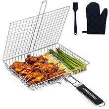Load image into Gallery viewer, Grill Basket, Barbecue BBQ Grilling Basket, Stainless Steel Large Folding Grilling baskets With Handle, Portable Outdoor Camping BBQ Rack for Shrimp, Vegetables, Barbeque Griller Cooking Accessories
