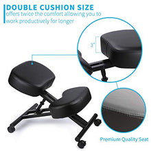 Load image into Gallery viewer, DRAGONN (by VIVO) Ergonomic Kneeling Chair, Adjustable Stool for Home and Office - Improve Your Posture with an Angled Seat - Thick Comfortable Cushions, Black (DN-CH-K01B)
