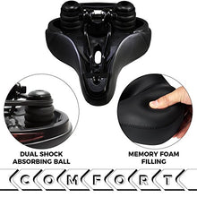 Load image into Gallery viewer, Giddy Up! Bike Seat - Most Comfortable Memory Foam Waterproof Bike Saddle, Universal Fit, Shock Absorbing Including Mounting Wrench - Allen Key - Reflective Band and Waterproof Protection Cover

