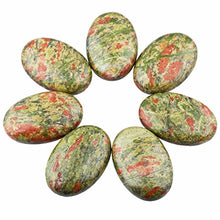 Load image into Gallery viewer, rockcloud Oval Worry Stones,Palm Pocket Energy Stone,Healing Crystal with Velvet Bag,Unakite
