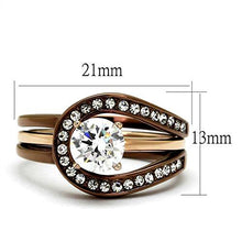 Load image into Gallery viewer, Marimor Jewelry Womens 1Ct Cubic Zirconia Rose &amp; Brown Stainless Steel 2 Piece Wedding Ring Set Size 7
