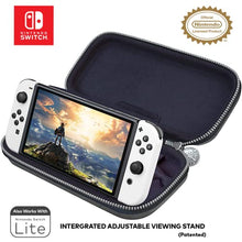 Load image into Gallery viewer, Game Traveler Nintendo Switch Zelda Case - Adjustable Viewing Stand &amp; Game Case Storage , Protective PU Leather Hard Shell Case with Deluxe Carry Handle - Nintendo Switch , Switch OLED and Switch Lite
