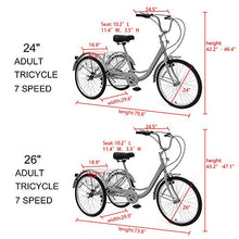 Load image into Gallery viewer, EOSAGA Adult Tricycles Trikes, 7 Speed 26 inch 3-Wheel Bikes Three Wheel Bicycles Cruise Trike with Shopping Basket/Full Assembly Tool for Seniors, Women, Men (Red)
