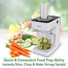 Load image into Gallery viewer, Electric Food Spiralizer Slicer Chopper - 3-in-1 Vegetable Processor, Fruit Cutter, Spiral Shredder Machine, Veggie Spaghetti Noodle, Zoodle Maker w/ 3 Cutting Blade, 1.2L Bowl - NutriChef PKESPR26
