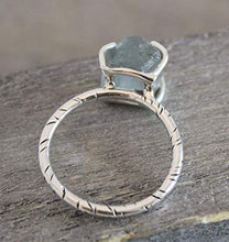 Load image into Gallery viewer, Raw Aquamarine Gemstone Sterling Silver Ring size 7
